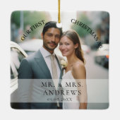 Erste Weihnachten Verheiratet als Herr & Mrs. Foto Keramikornament (Rückseite)