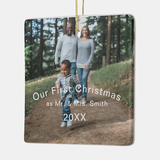 Erste Weihnachten Verheiratet als Herr & Mrs. FOTO Keramikornament (Links)