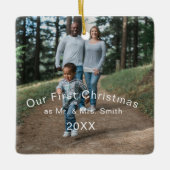 Erste Weihnachten Verheiratet als Herr & Mrs. FOTO Keramikornament (Vorderseite)