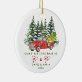 Erste Weihnachten Verheiratet als Herr & Mrs. Red  Keramik Ornament (Rechts)