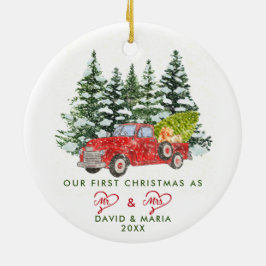 Erste Weihnachten Verheiratet als Herr & Mrs. Red Keramik Ornament