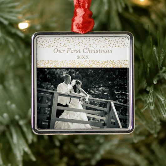 Erste Weihnachten Verheiratet als Mr. und Mrs. Fot Ornament Aus Metall (Baum)