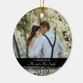 Erste Weihnachten Verheiratet als Mr. und Mrs. Keramik Ornament (Links)