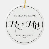 Erste Weihnachten Verheiratet Elegant Simple Mr. u Keramik Ornament (Vorne)