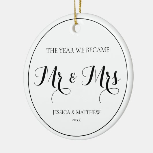 Erste Weihnachten Verheiratet Elegant Simple Mr. u Keramik Ornament (Links)