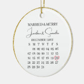 Erste Weihnachten Verheiratet mit Date & Foto im H Keramik Ornament (Links)