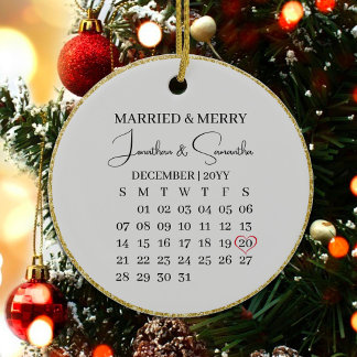 Erste Weihnachten Verheiratet mit Date & Foto im H Keramik Ornament