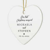 Erste Weihnachten Verheiratet Modernes Minimalisti Keramik Ornament (Links)