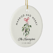 Erste Weihnachten Verheiratet Mr. & Mrs. Foto Keramik Ornament (Rechts)