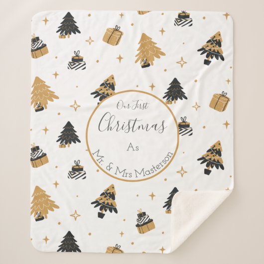 Erste Weihnachten Verheiratet Mr. und Mrs. Custom Sherpadecke (Vorderseite)