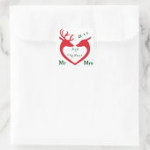 Erste Weihnachten Verheiratet Mr. und Mrs. Heart D Quadratischer Aufkleber (Tasche)