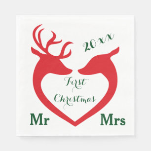 Erste Weihnachten Verheiratet Mr. und Mrs. Heart D Serviette