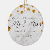 Erste Weihnachten Verheiratet Mr. und Mrs. Keramik Ornament (Links)
