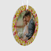 Erste Weihnachten Verheiratet Rosa Red Fuples Foto Ornament (Vorderseite)