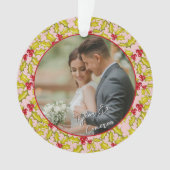 Erste Weihnachten Verheiratet Rosa Red Fuples Foto Ornament (Vorderseite)