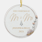 Erste Weihnachten Verheiratete Mr. and Mrs. Christ Keramik Ornament (Vorne)