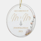 Erste Weihnachten Verheiratete Mr. and Mrs. Christ Keramik Ornament (Links)