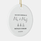 Erste Weihnachten Verheiratete Mr. and Mrs. Tree C Keramik Ornament (Rechts)