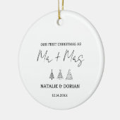 Erste Weihnachten Verheiratete Mr. and Mrs. Tree C Keramik Ornament (Links)
