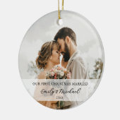 Erste Weihnachten Verheiratetes Newlyrische Foto Keramik Ornament (Links)