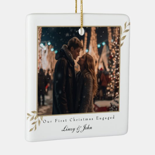 Erste Weihnachten Verlobt 2 Foto Minimalistisch Mo Keramikornament (Rechts)