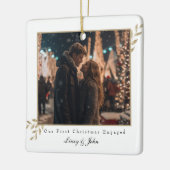 Erste Weihnachten Verlobt 2 Foto Minimalistisch Mo Keramikornament (Links)