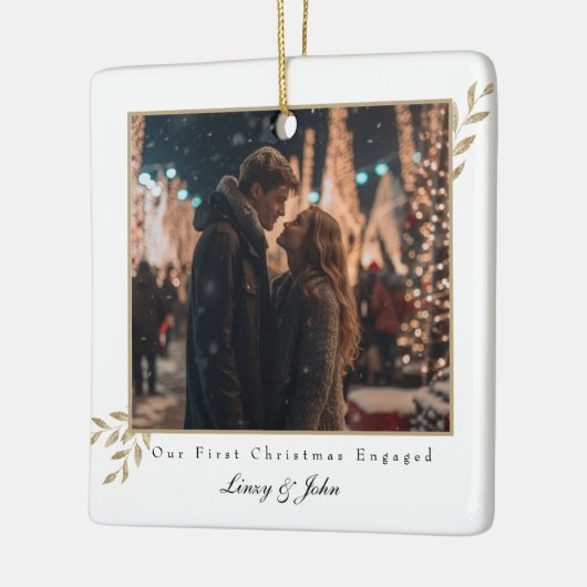 Erste Weihnachten Verlobt 2 Foto Minimalistisch Mo Keramikornament (Links)