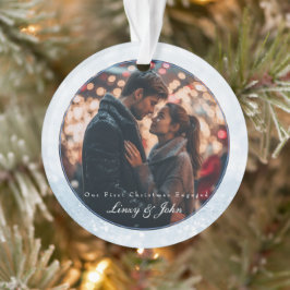 Erste Weihnachten Verlobt 2 Foto Minimalistisch Mo Ornament