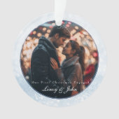 Erste Weihnachten Verlobt 2 Foto Minimalistisch Mo Ornament (Vorderseite)