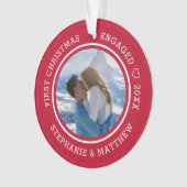 Erste Weihnachten Verlobt 2 Foto Rot Ornament (Vorderseite)