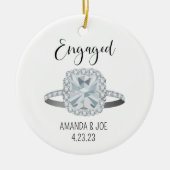 Erste Weihnachten Verlobt, Halo Ring Illustration Keramik Ornament (Vorne)