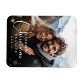 Erste Weihnachten Verlobt Happy Couple Foto Magnet (Horizontal)