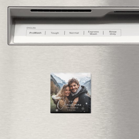 Erste Weihnachten Verlobt Happy Couple Foto Magnet (In Situ (Geschirrspüler))