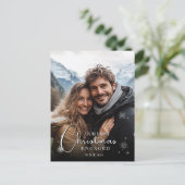 Erste Weihnachten Verlobt Happy Couple Foto Postkarte (Stehend Vorderseite)