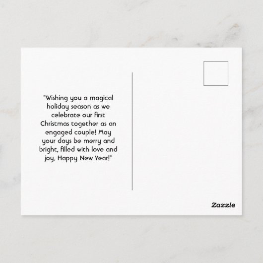 Erste Weihnachten Verlobt Happy Couple Foto Postkarte (Rückseite)