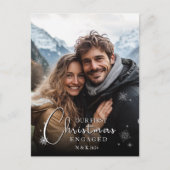 Erste Weihnachten Verlobt Happy Couple Foto Postkarte (Vorderseite)