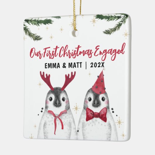 Erste Weihnachten Verlobt oder verheiratete lustig Keramikornament (Links)