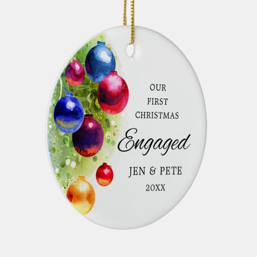Erste Weihnachten Verlobt Personalisierte Farbe Keramik Ornament (Rechts)