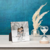 Erste Weihnachten Verlobte Custom Foto Grau Script Fotoplatte (InSitu)