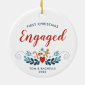 Erste Weihnachten Verlobte Personalisierte klassis Keramik Ornament (Hinten)