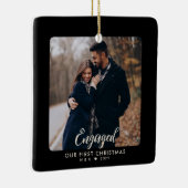 Erste Weihnachten Verlobten Paar Personalisiertes Keramikornament (Rechts)