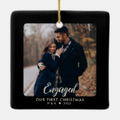 Erste Weihnachten Verlobten Paar Personalisiertes Keramikornament (Rückseite)