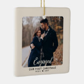 Erste Weihnachten Verlobten Paar Personalisiertes Keramikornament (Rechts)