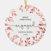 Erste Weihnachten Verlobten Personalisierte Herbst Keramik Ornament (Vorne)