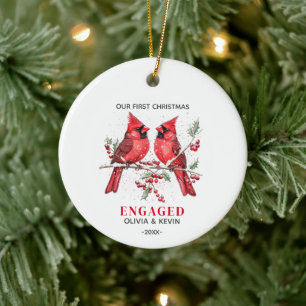 Erste Weihnachten verlobten verheiratete Kardinäle Keramik Ornament