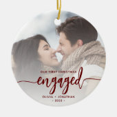 Erste Weihnachten Verlobtes benutzerdefiniertes Fo Keramik Ornament (Vorne)
