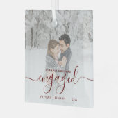 Erste Weihnachten Verlobtes benutzerdefiniertes Fo Ornament Aus Glas (Vorderseite links)