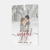 Erste Weihnachten Verlobtes benutzerdefiniertes Fo Ornament Aus Metall (Vorderseite links)