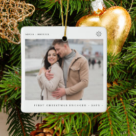 Erste Weihnachten verlobtes modernes Verlobung Fot Keramikornament