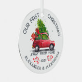 Erste Weihnachten weg von der Zuhause Ornament Aus Metall (Vorderseite Rechts)